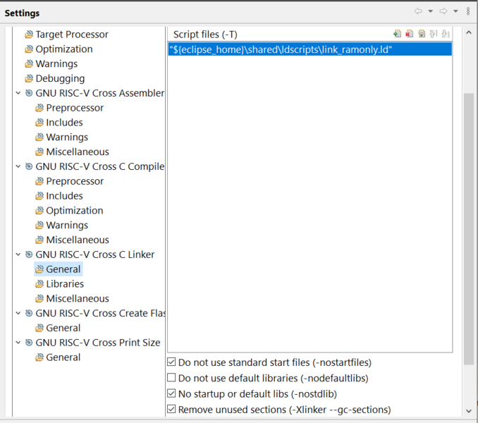 Файл:Linker settings - Eclipse IDE.png